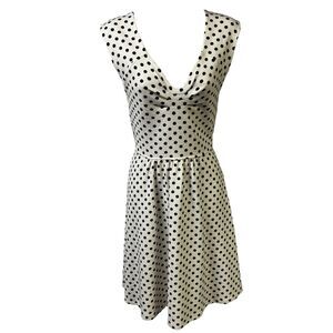 Postmark Anthropologie Dress Black White Polka Dot Stretch Mini BOHO Cutout SZ 6